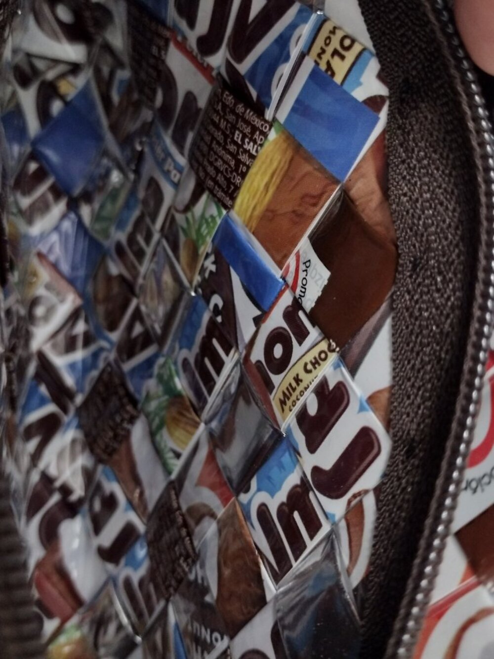 Nahui Ollin Recycled Candy Wrapper Wristlet Bag Eco Upcycled Chocolate Clutch - Picture 6 of 7